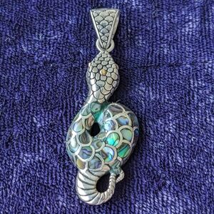 18K Gold And 925 Sterling Silver Exotic Coiled Snake Pendant